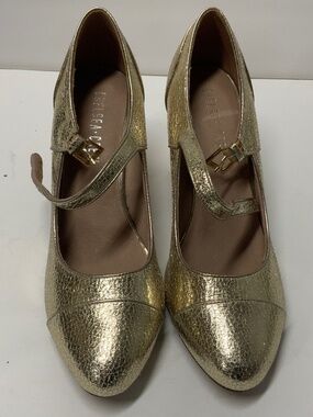 Chelsea Crew Metallic Textured Gold Orlando Heels